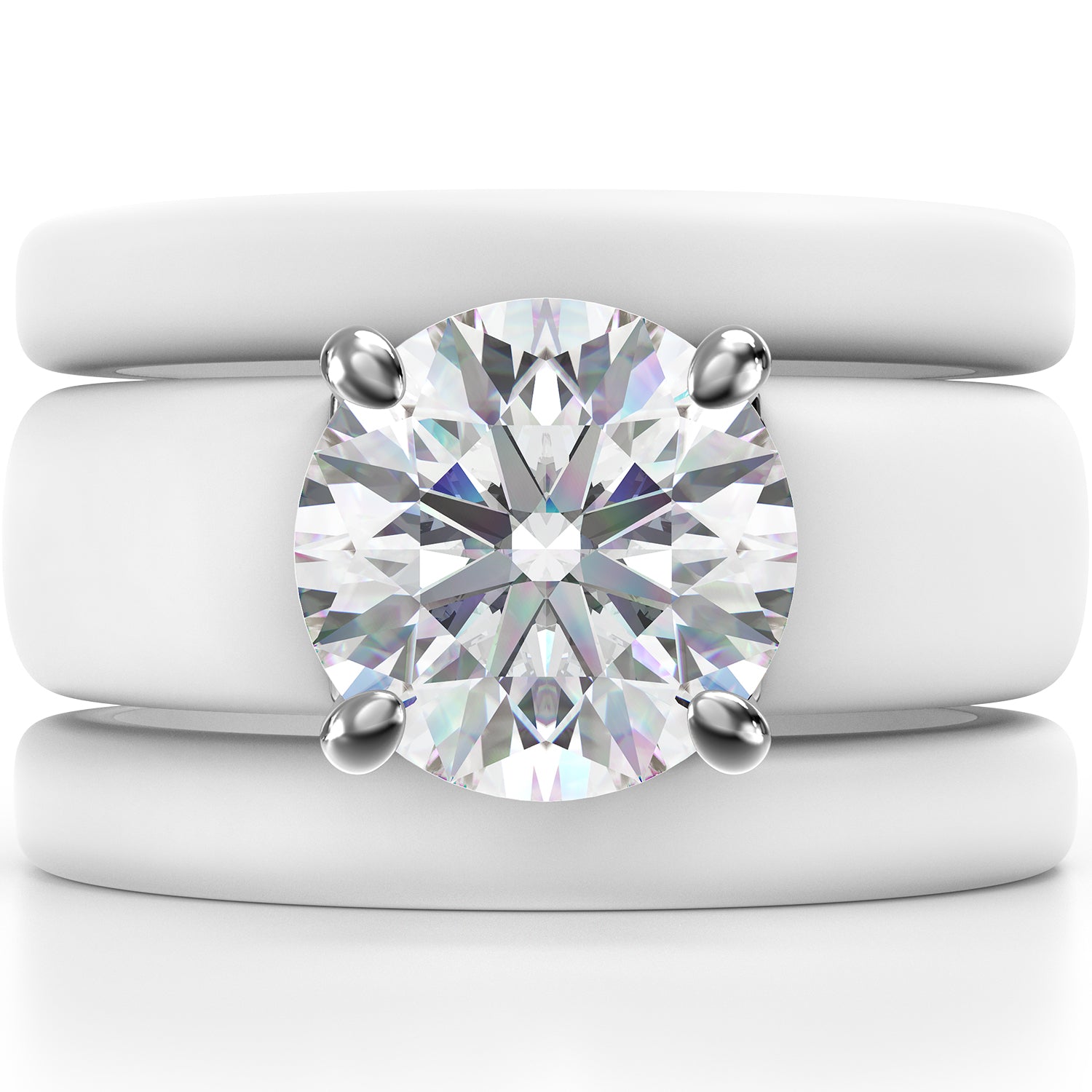 Round Cut Silicone Ring Set for Women, 2 Thin Stackable Rings - 7 mm Round Cut CZ | Patented Design - GlowStone Collection