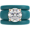 Round Cut Silicone Ring Set for Women, 2 Thin Stackable Rings - 7 mm Round Cut CZ | Patented Design - GlowStone Collection