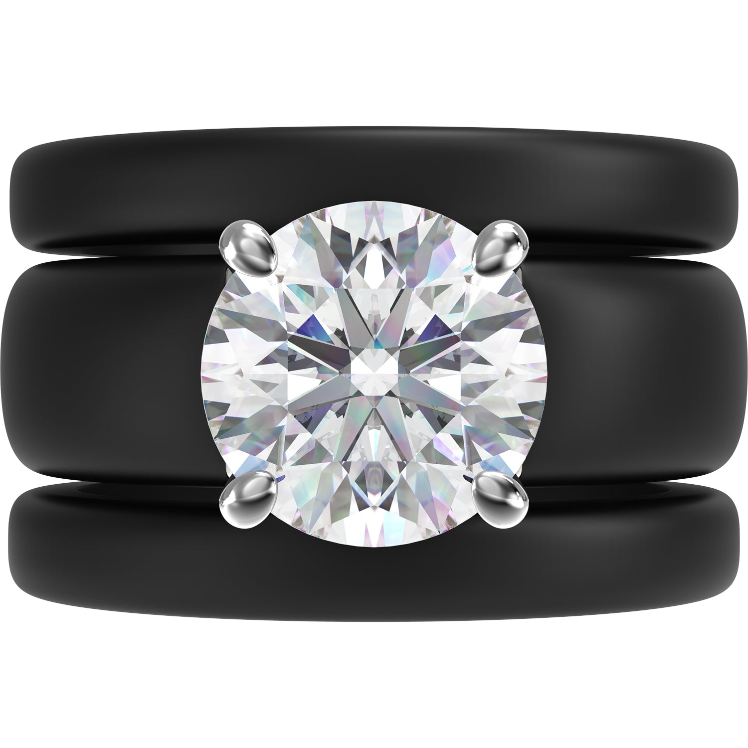 Round Cut Silicone Ring Set for Women, 2 Thin Stackable Rings - 7 mm Round Cut CZ | Patented Design - GlowStone Collection