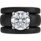 Round Cut Silicone Ring Set for Women, 2 Thin Stackable Rings - 7 mm Round Cut CZ | Patented Design - GlowStone Collection