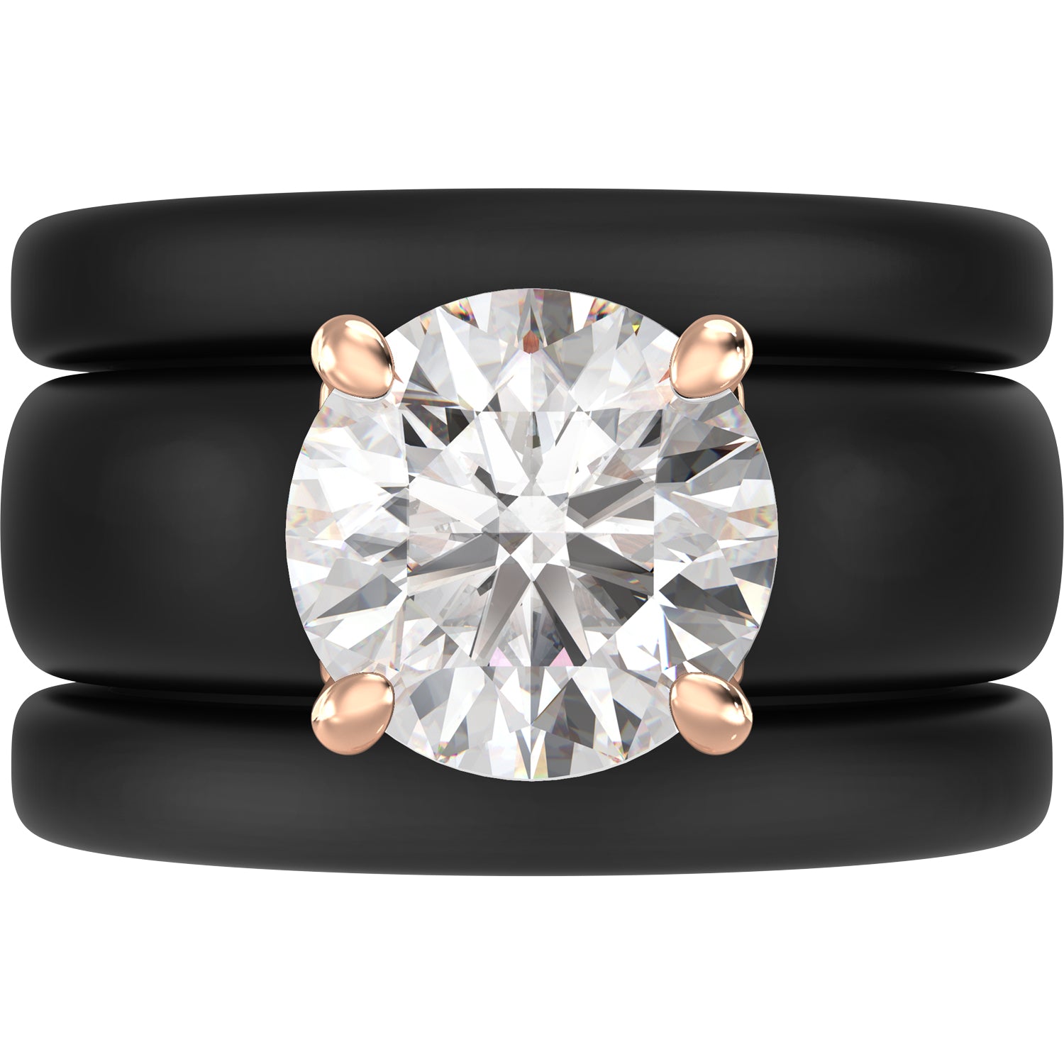 Round Cut Silicone Ring Set for Women, 2 Thin Stackable Rings - 7 mm Round Cut CZ | Patented Design - GlowStone Collection