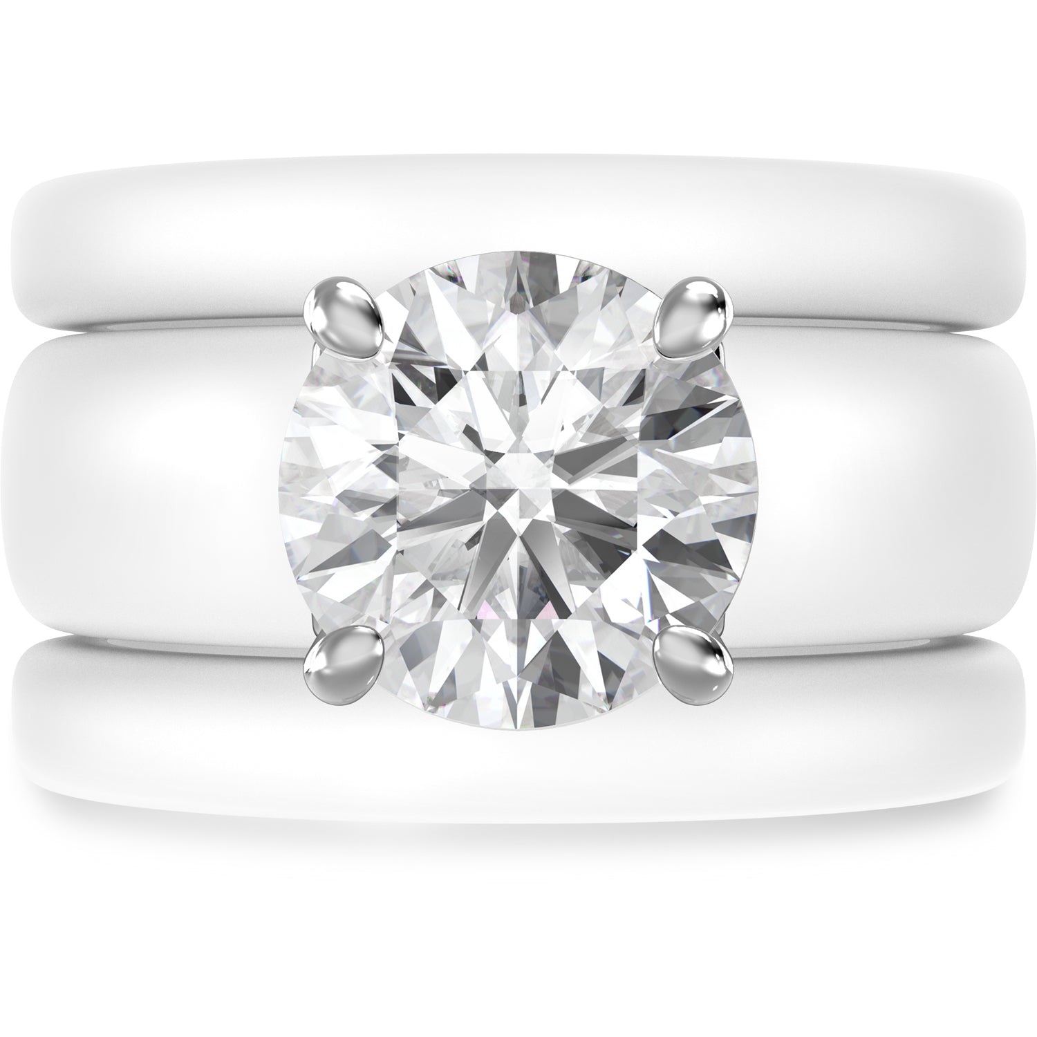 Round Cut Silicone Ring Set for Women, 2 Thin Stackable Rings - 7 mm Round Cut CZ | Patented Design - GlowStone Collection