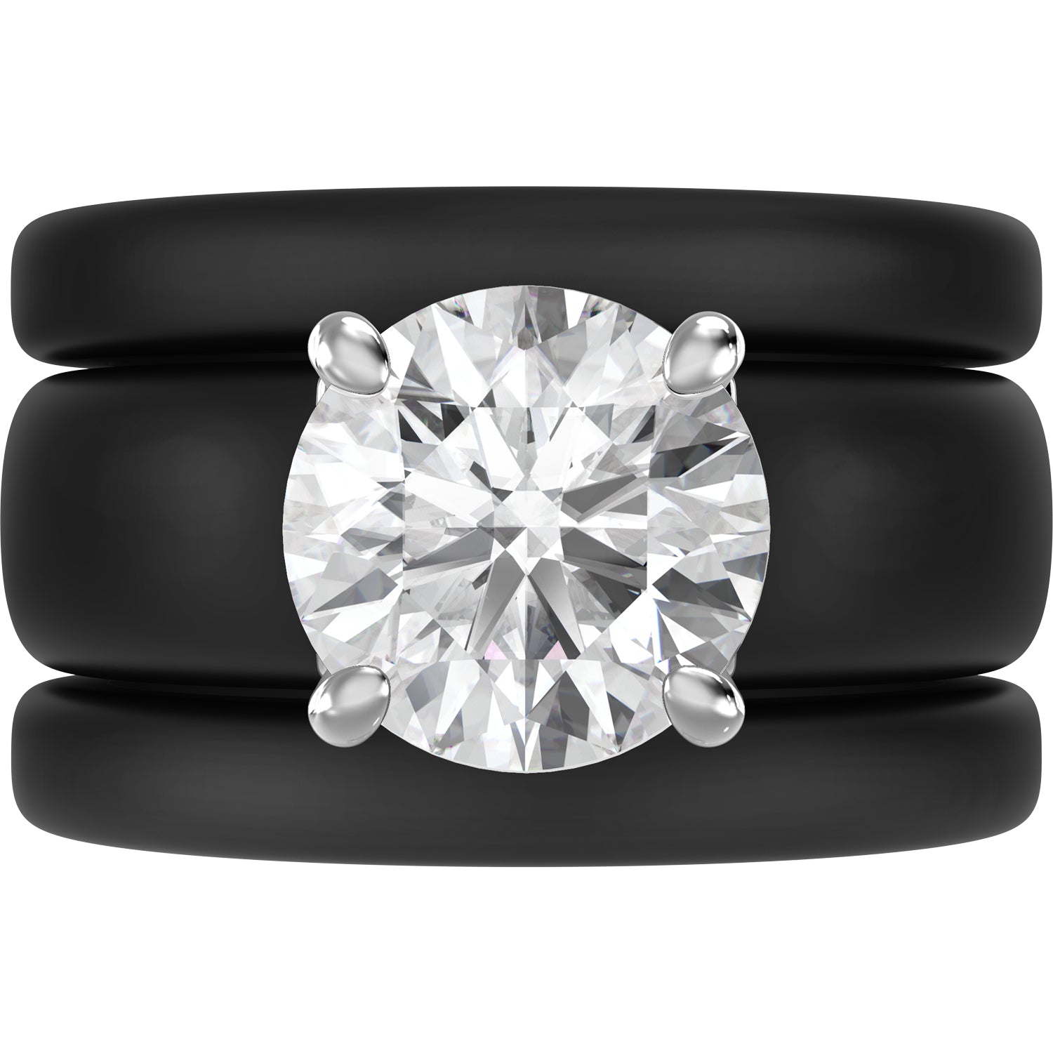 Round Cut Silicone Ring Set for Women, 2 Thin Stackable Rings - 7 mm Round Cut CZ | Patented Design - GlowStone Collection