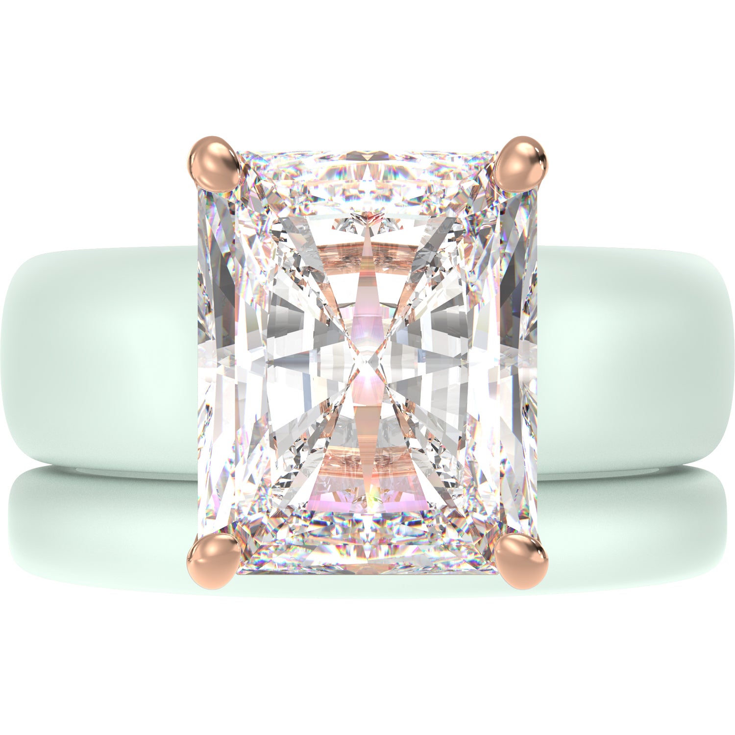 Emerald Cut CZ Silicone Ring Set for Women, Stackable 2-Ring Set, 10x8 mm CZ Stone, Thin Band, Patented Design, GlowStone Collection