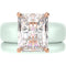 Emerald Cut CZ Silicone Ring Set for Women, Stackable 2-Ring Set, 10x8 mm CZ Stone, Thin Band, Patented Design, GlowStone Collection