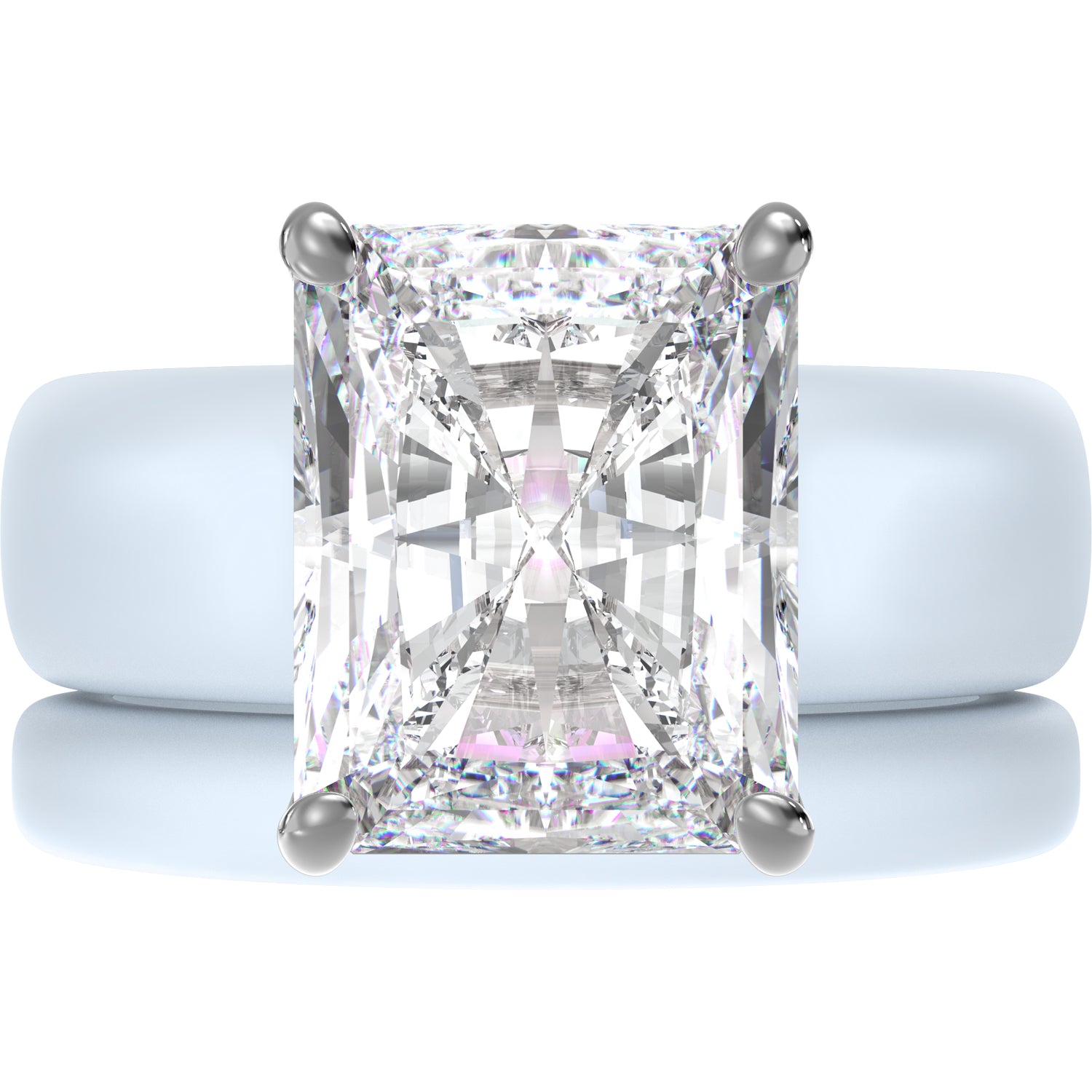 Emerald Cut CZ Silicone Ring Set for Women, Stackable 2-Ring Set, 10x8 mm CZ Stone, Thin Band, Patented Design, GlowStone Collection