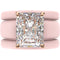 Emerald Cut CZ Silicone Ring Set for Women, 2 Thin Stackable Rings, 10x8 mm CZ Stone, Patented Design, GlowStone Collection