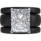 Emerald Cut CZ Silicone Ring Set for Women, 2 Thin Stackable Rings, 10x8 mm CZ Stone, Patented Design, GlowStone Collection