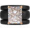 Emerald Cut CZ Silicone Ring Set for Women, 2 Thin Stackable Rings, 10x8 mm CZ Stone, Patented Design, GlowStone Collection