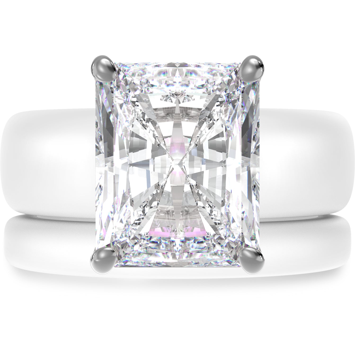 Emerald Cut CZ Silicone Ring Set for Women, Stackable 2-Ring Set, 10x8 mm CZ Stone, Thin Band, Patented Design, GlowStone Collection