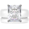 Emerald Cut CZ Silicone Ring Set for Women, Stackable 2-Ring Set, 10x8 mm CZ Stone, Thin Band, Patented Design, GlowStone Collection