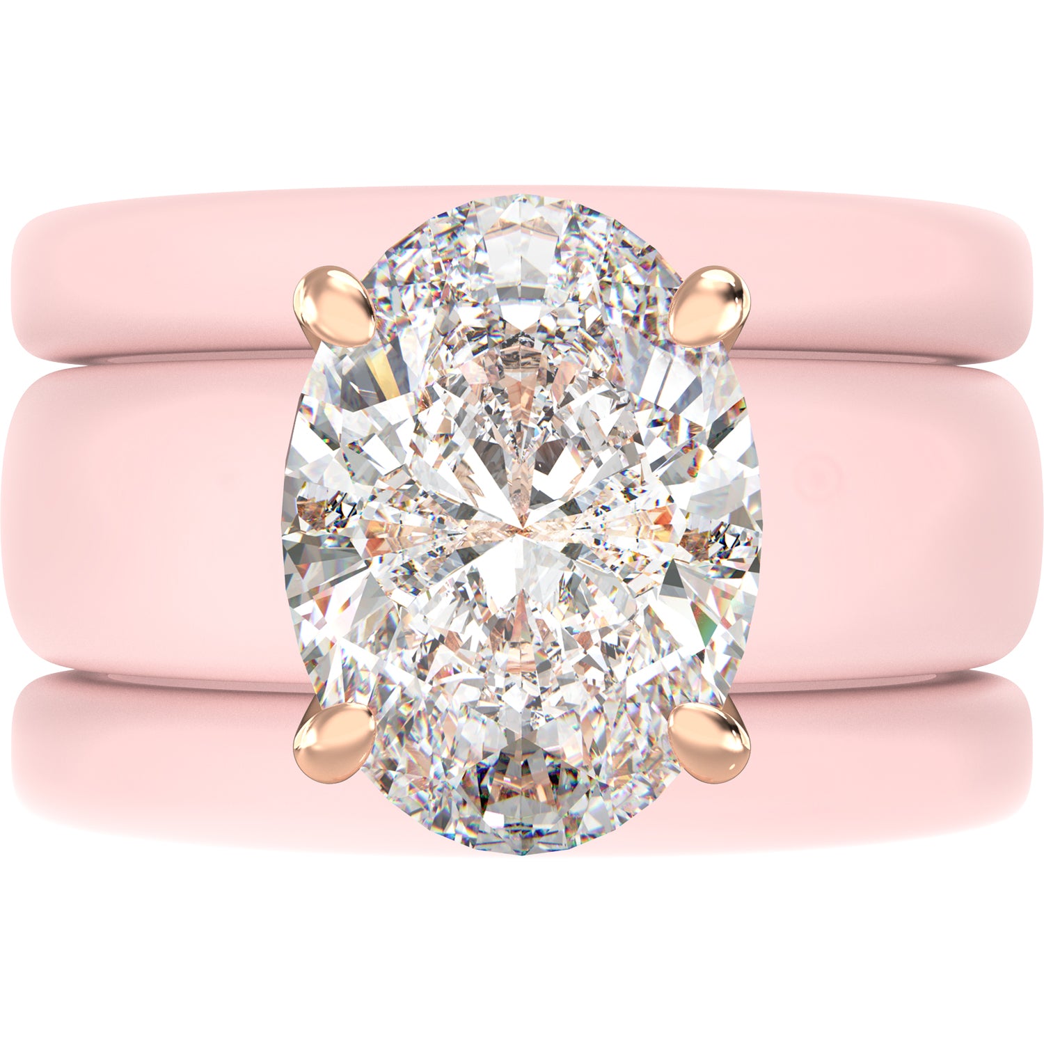 Oval Cut CZ Silicone Ring Set for Women, 2 Thin Stackable Rings – 11×8 mm Oval Cut CZ | Patented Design - GlowStone Collection