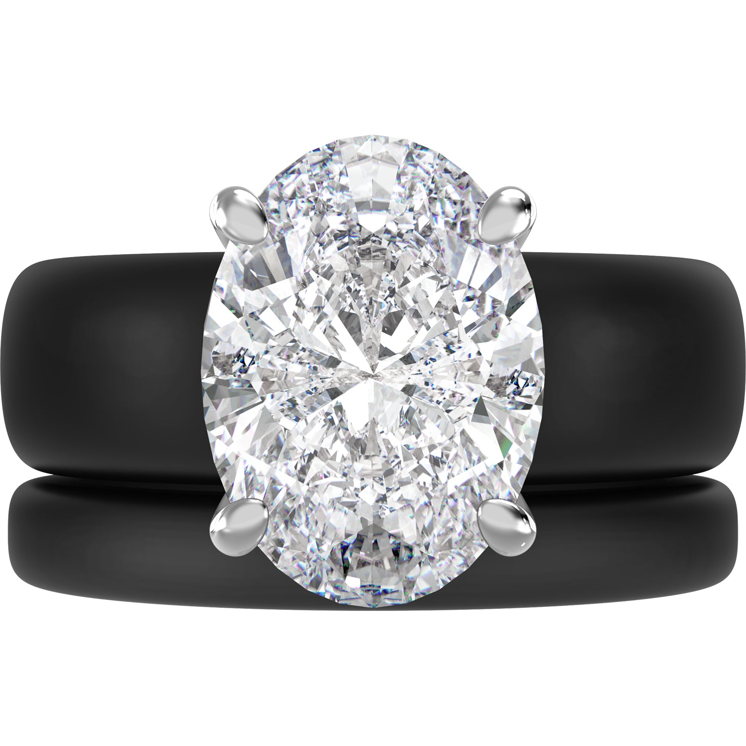 Oval Cut CZ Silicone Ring Set for Women, Stackable 2-Ring Set, 11×8 mm Oval Cut CZ | Patented Design - GlowStone Collection