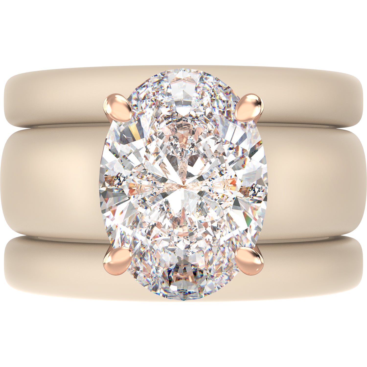 Oval Cut CZ Silicone Ring Set for Women, 2 Thin Stackable Rings – 11×8 mm Oval Cut CZ | Patented Design - GlowStone Collection