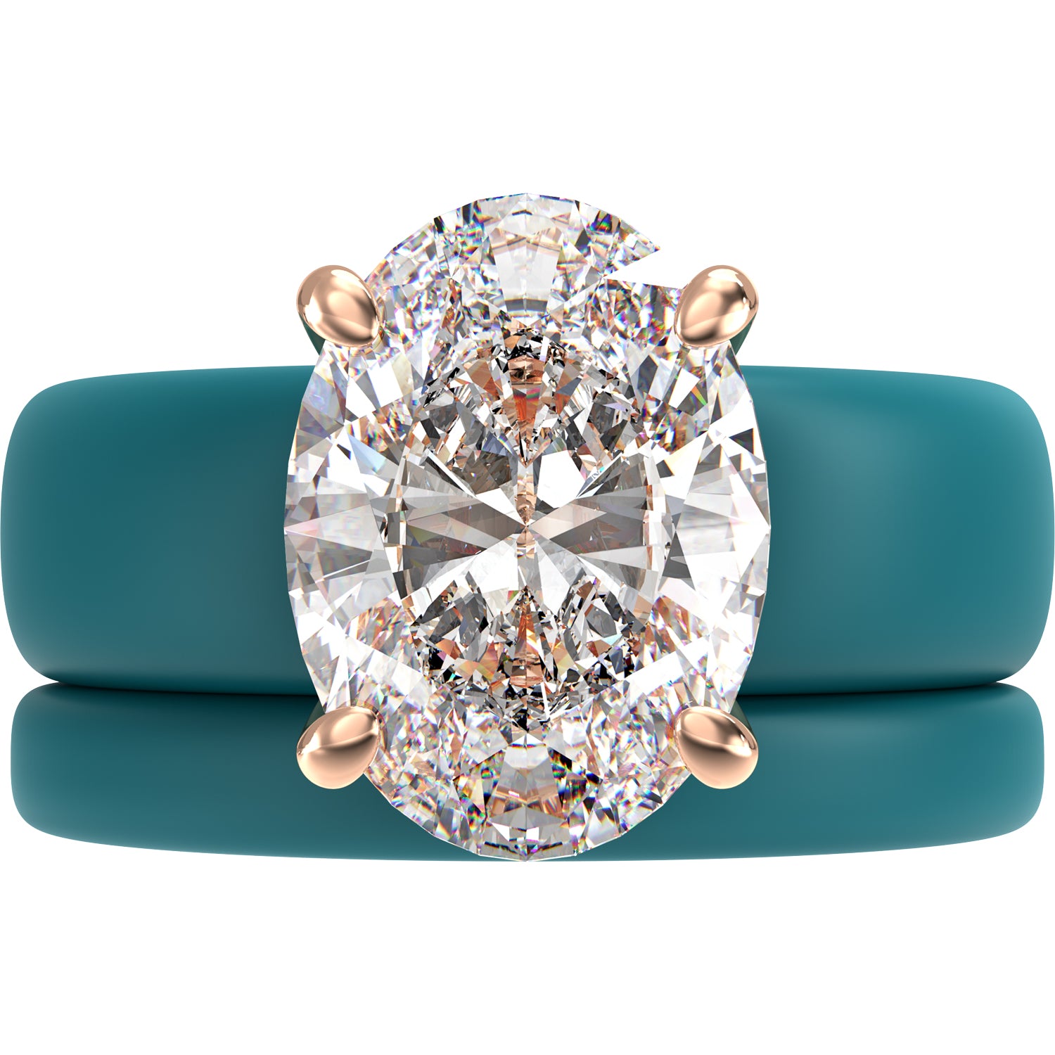 Oval Cut CZ Silicone Ring Set for Women, Stackable 2-Ring Set, 11×8 mm Oval Cut CZ | Patented Design - GlowStone Collection