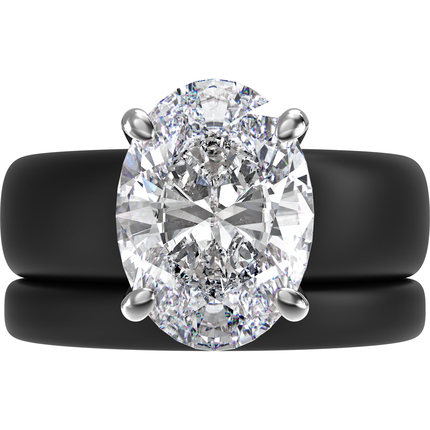 Oval Cut CZ Silicone Ring Set for Women, Stackable 2-Ring Set, 11×8 mm Oval Cut CZ | Patented Design - GlowStone Collection