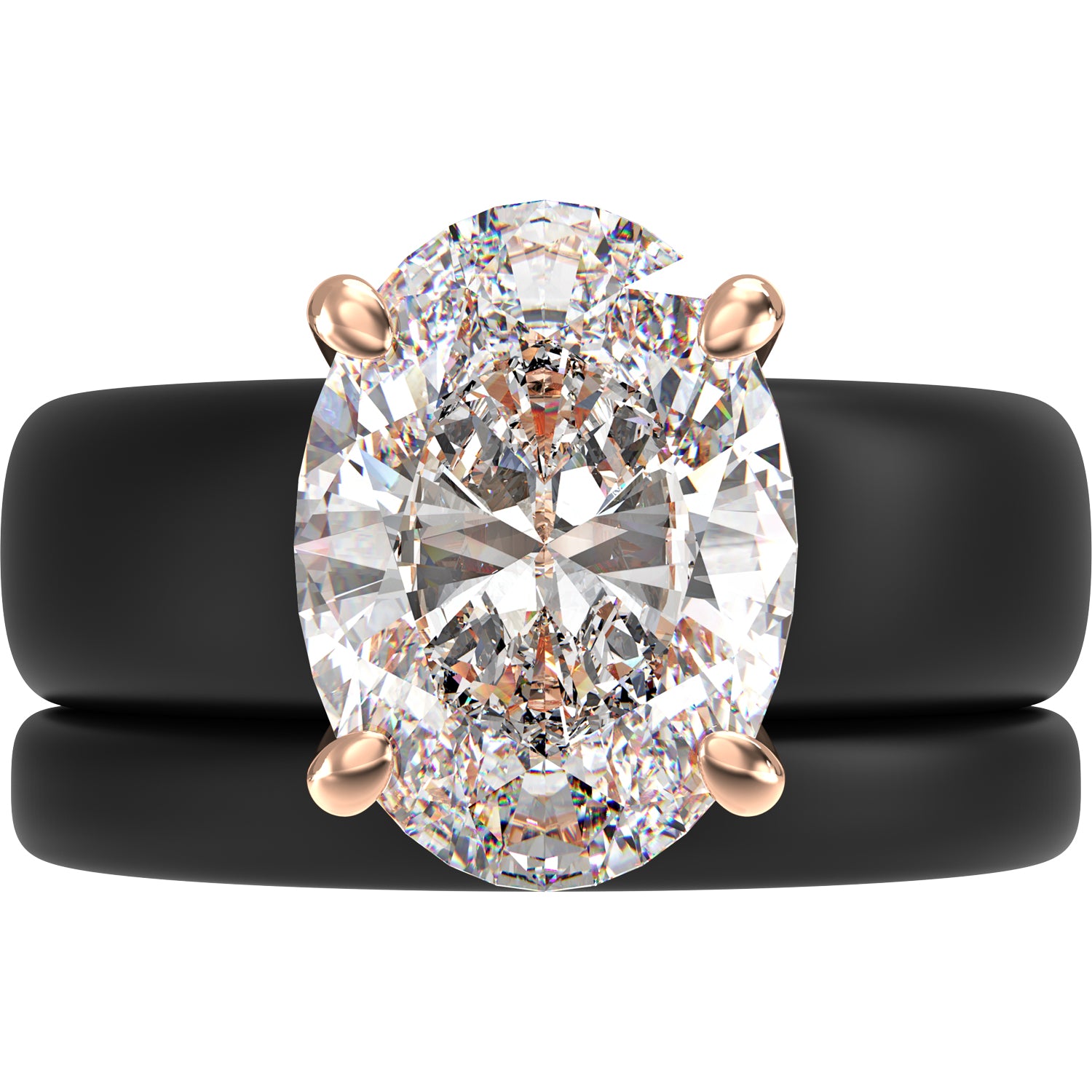 Oval Cut CZ Silicone Ring Set for Women, Stackable 2-Ring Set, 11×8 mm Oval Cut CZ | Patented Design - GlowStone Collection