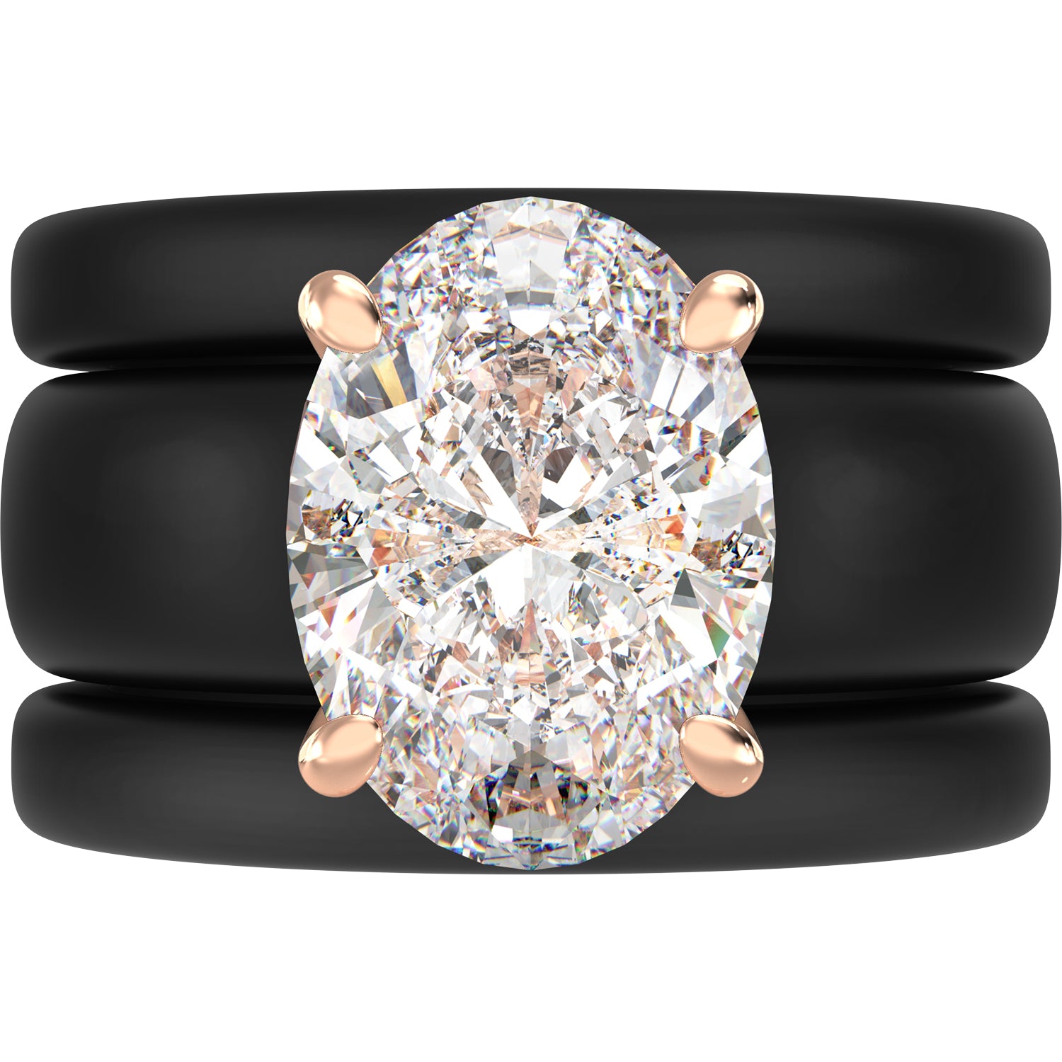 Oval Cut CZ Silicone Ring Set for Women, 2 Thin Stackable Rings – 11×8 mm Oval Cut CZ | Patented Design - GlowStone Collection