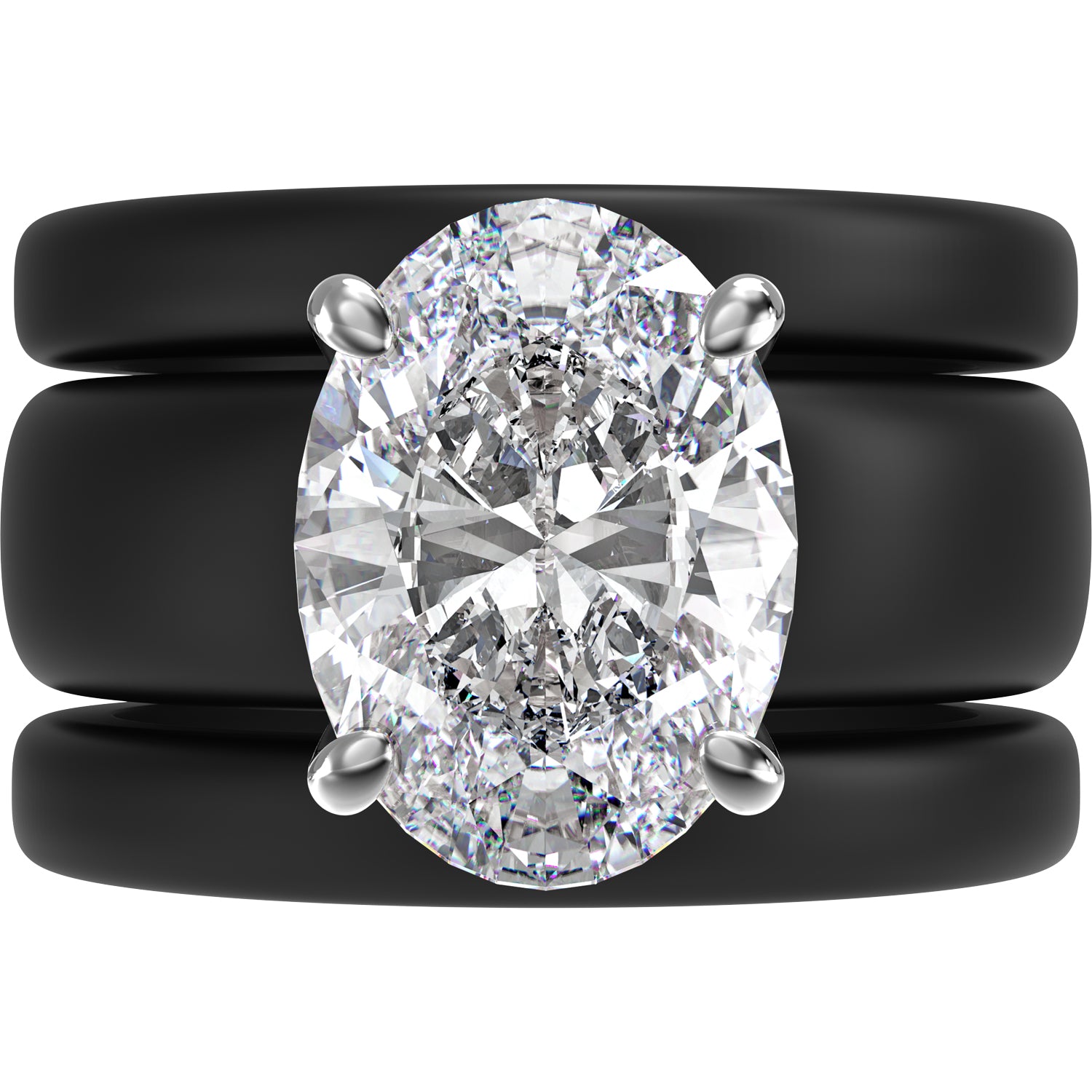 Oval Cut CZ Silicone Ring Set for Women, 2 Thin Stackable Rings – 11×8 mm Oval Cut CZ | Patented Design - GlowStone Collection