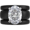 Oval Cut CZ Silicone Ring Set for Women, 2 Thin Stackable Rings – 11×8 mm Oval Cut CZ | Patented Design - GlowStone Collection