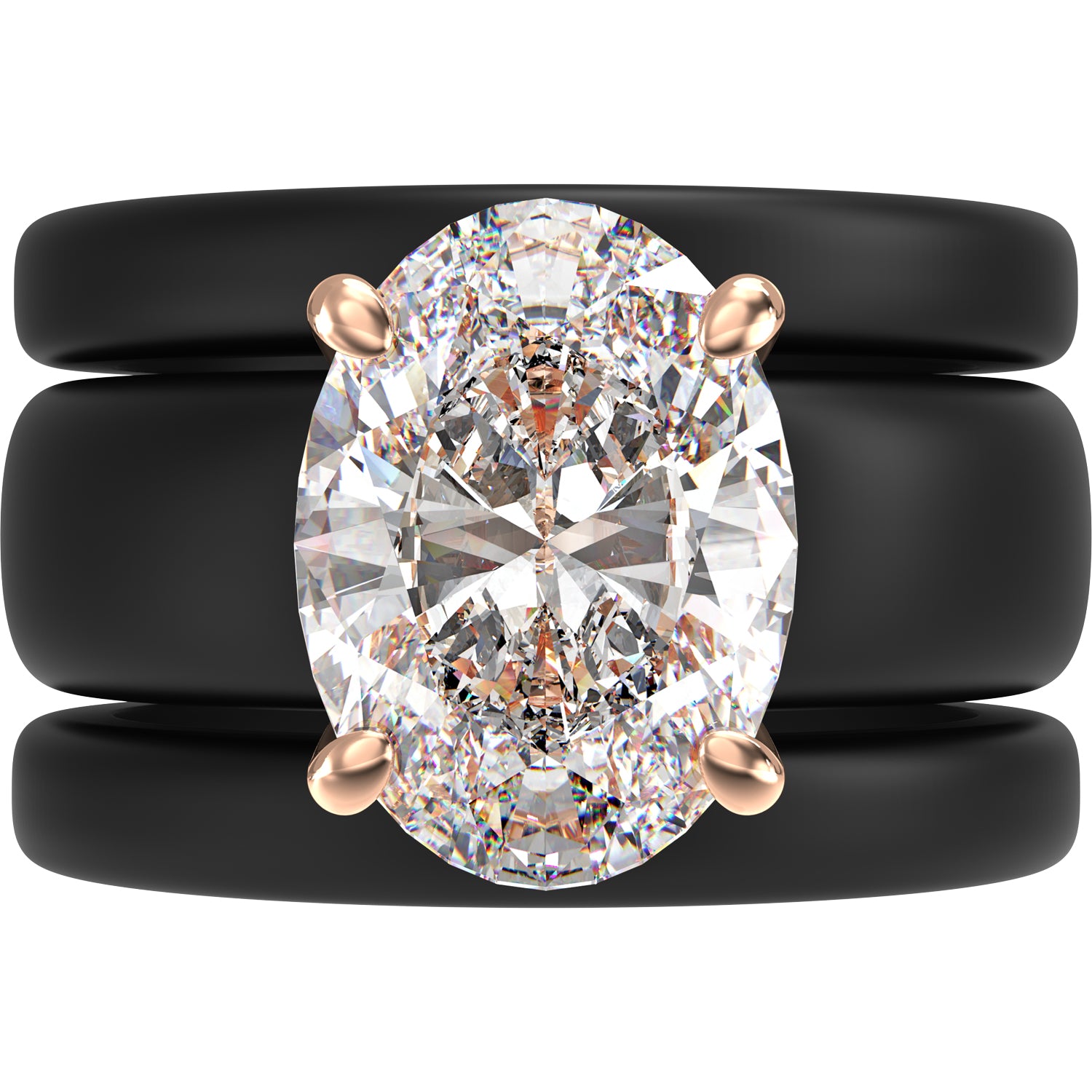 Oval Cut CZ Silicone Ring Set for Women, 2 Thin Stackable Rings – 11×8 mm Oval Cut CZ | Patented Design - GlowStone Collection