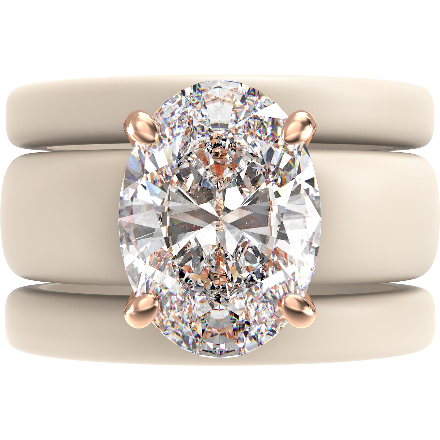 Oval Cut CZ Silicone Ring Set for Women, 2 Thin Stackable Rings – 11×8 mm Oval Cut CZ | Patented Design - GlowStone Collection