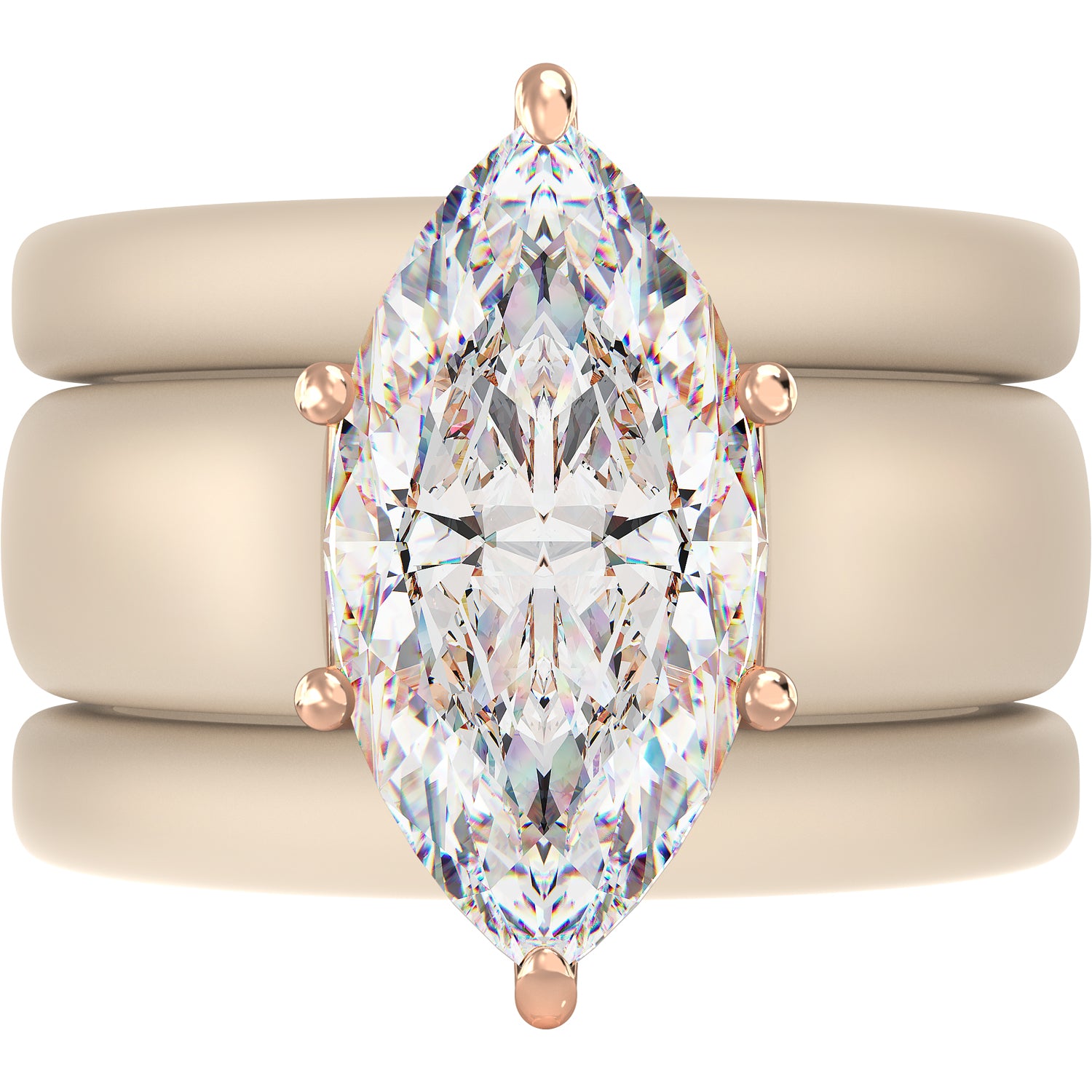 Marquise Cut CZ Silicone Ring Set for Women, 2 Thin Stackable Rings - 14×7 mm Marquise Cut CZ | Patent-Pending Design - GlowStone Collection
