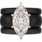 Marquise Cut CZ Silicone Ring Set for Women, 2 Thin Stackable Rings - 14×7 mm Marquise Cut CZ | Patent-Pending Design - GlowStone Collection