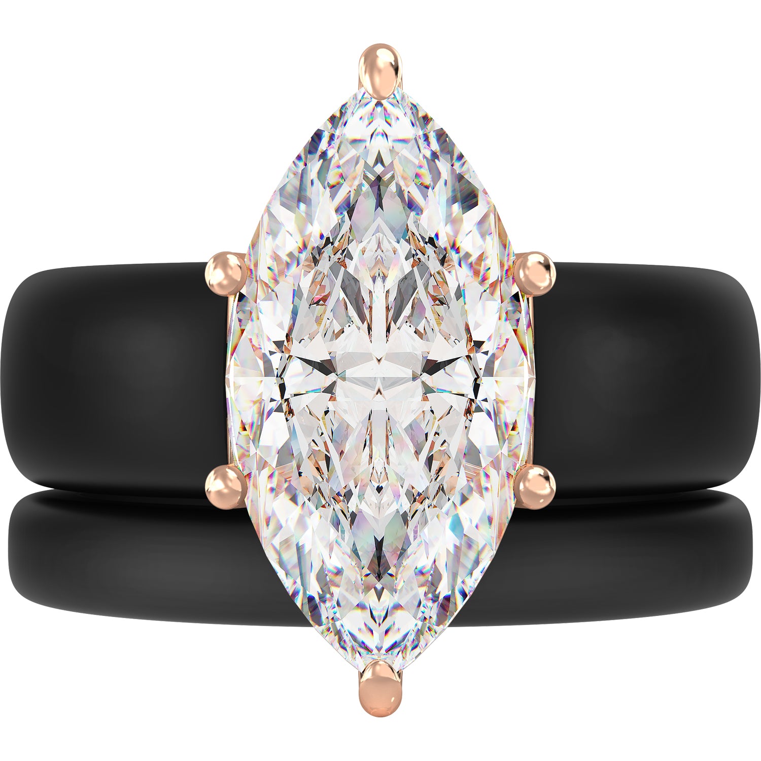 Marquise Cut Silicone Ring Set for Women, Stackable 2-Ring Set, 14×7 mm Marquise Cut CZ | Patent-Pending Design - GlowStone Collection