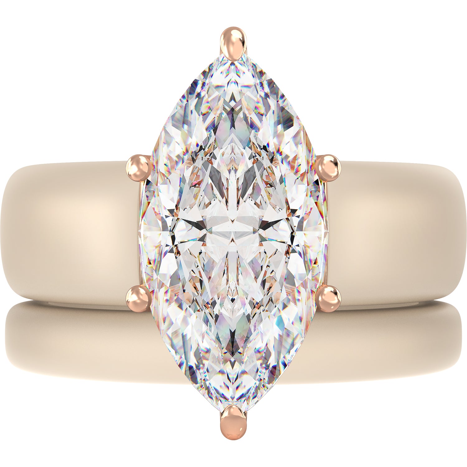 Marquise Cut Silicone Ring Set for Women, Stackable 2-Ring Set, 14×7 mm Marquise Cut CZ | Patent-Pending Design - GlowStone Collection