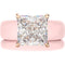 Princess Cut CZ Silicone Ring Set for Women, Stackable 2-Ring Set, 8×8 mm Princess Cut CZ | Patented Design - GlowStone Collection