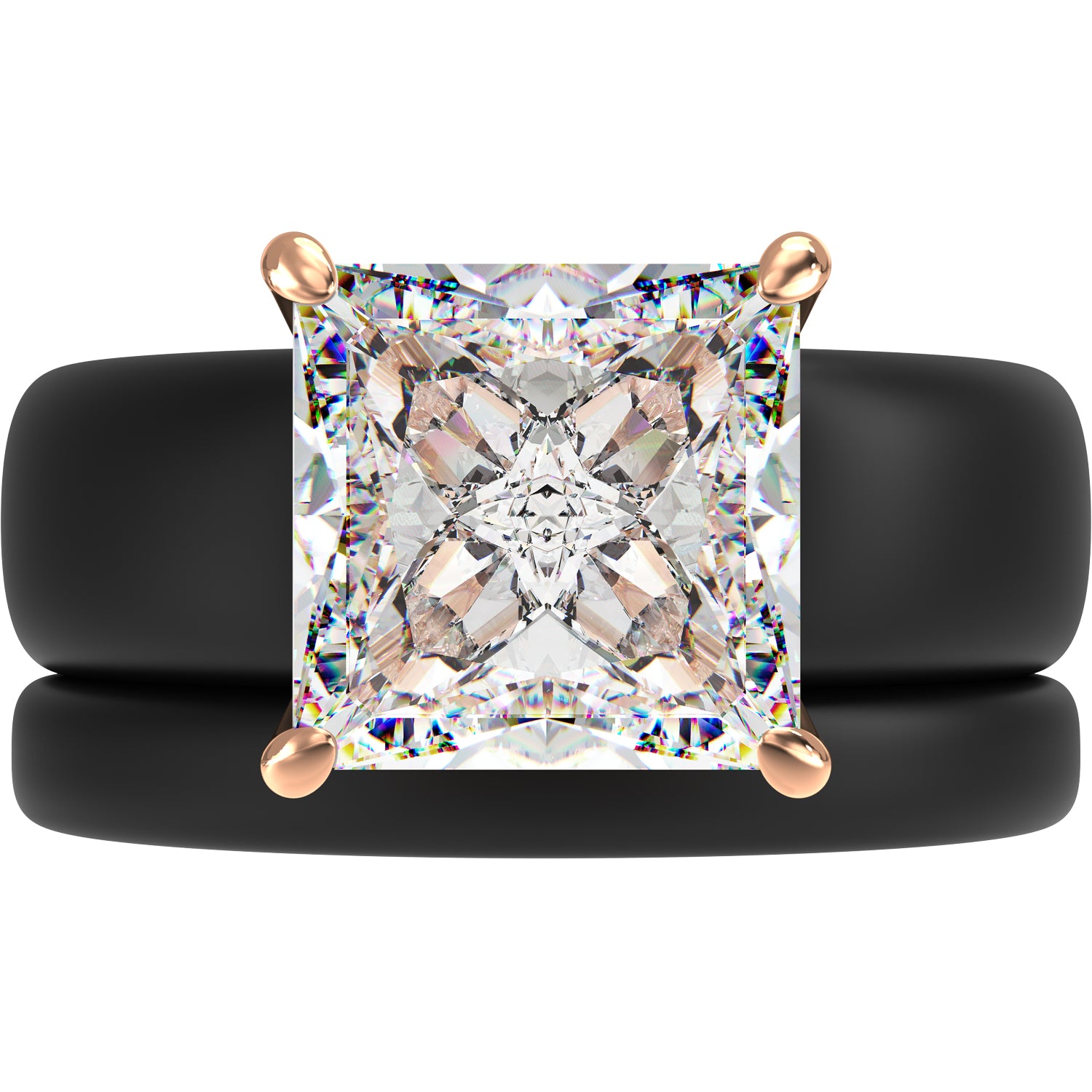 Princess Cut CZ Silicone Ring Set for Women, Stackable 2-Ring Set, 8×8 mm Princess Cut CZ | Patented Design - GlowStone Collection