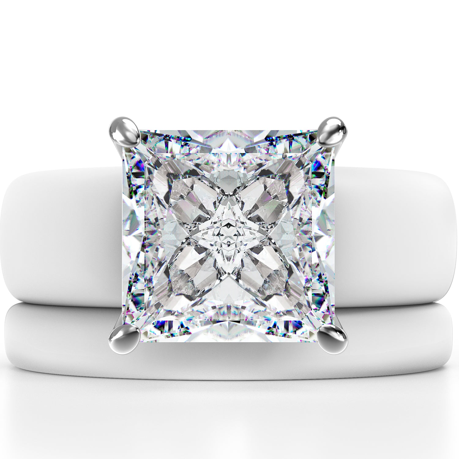 Princess Cut CZ Silicone Ring Set for Women, Stackable 2-Ring Set, 8×8 mm Princess Cut CZ | Patented Design - GlowStone Collection