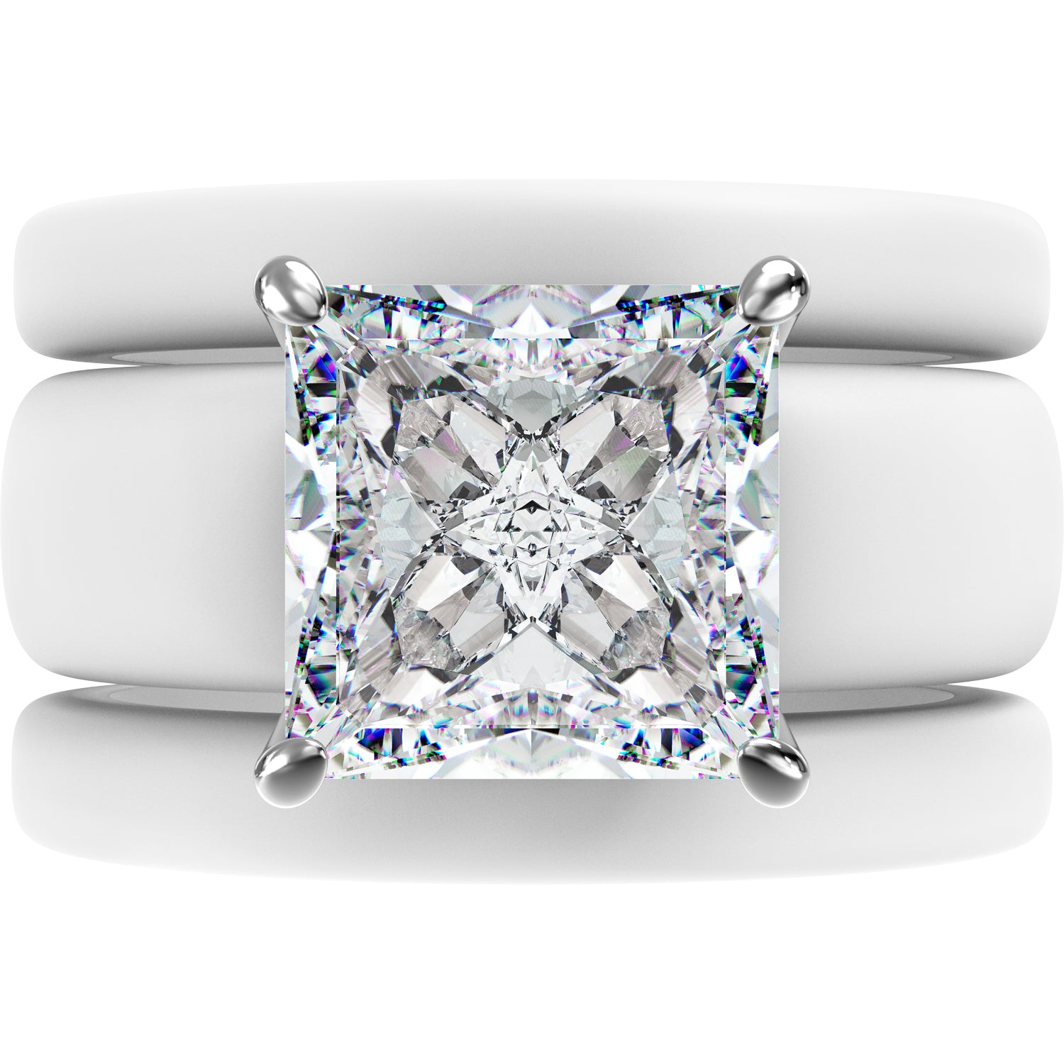 Princess Cut CZ Silicone Ring Set for Women, 2 Thin Stackable Rings – 8 ×8 mm Princess Cut CZ | Patented Design - GlowStone Collection