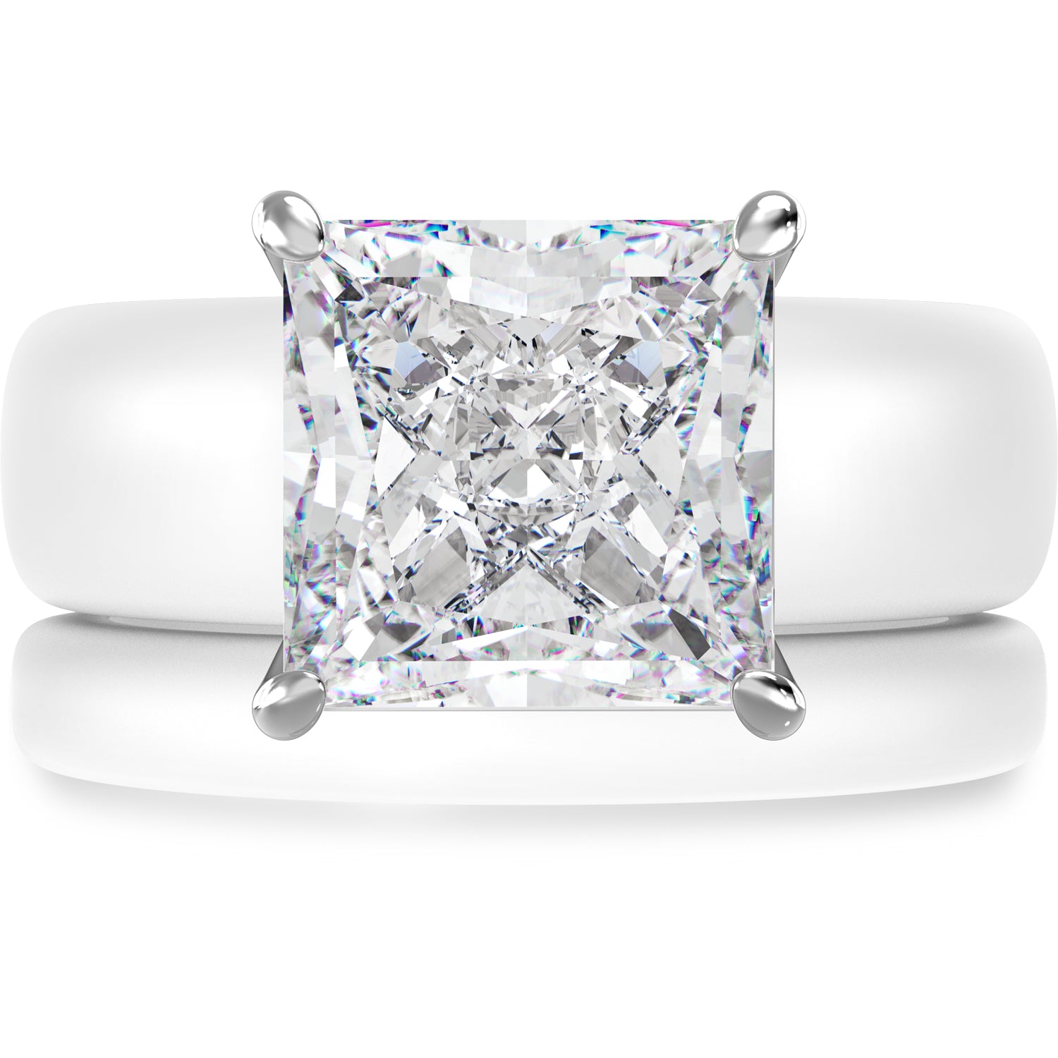 Princess Cut CZ Silicone Ring Set for Women, Stackable 2-Ring Set, 8×8 mm Princess Cut CZ | Patented Design - GlowStone Collection