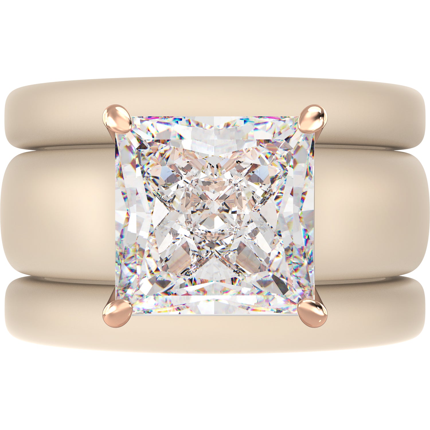 Princess Cut CZ Silicone Ring Set for Women, 2 Thin Stackable Rings – 8 ×8 mm Princess Cut CZ | Patented Design - GlowStone Collection