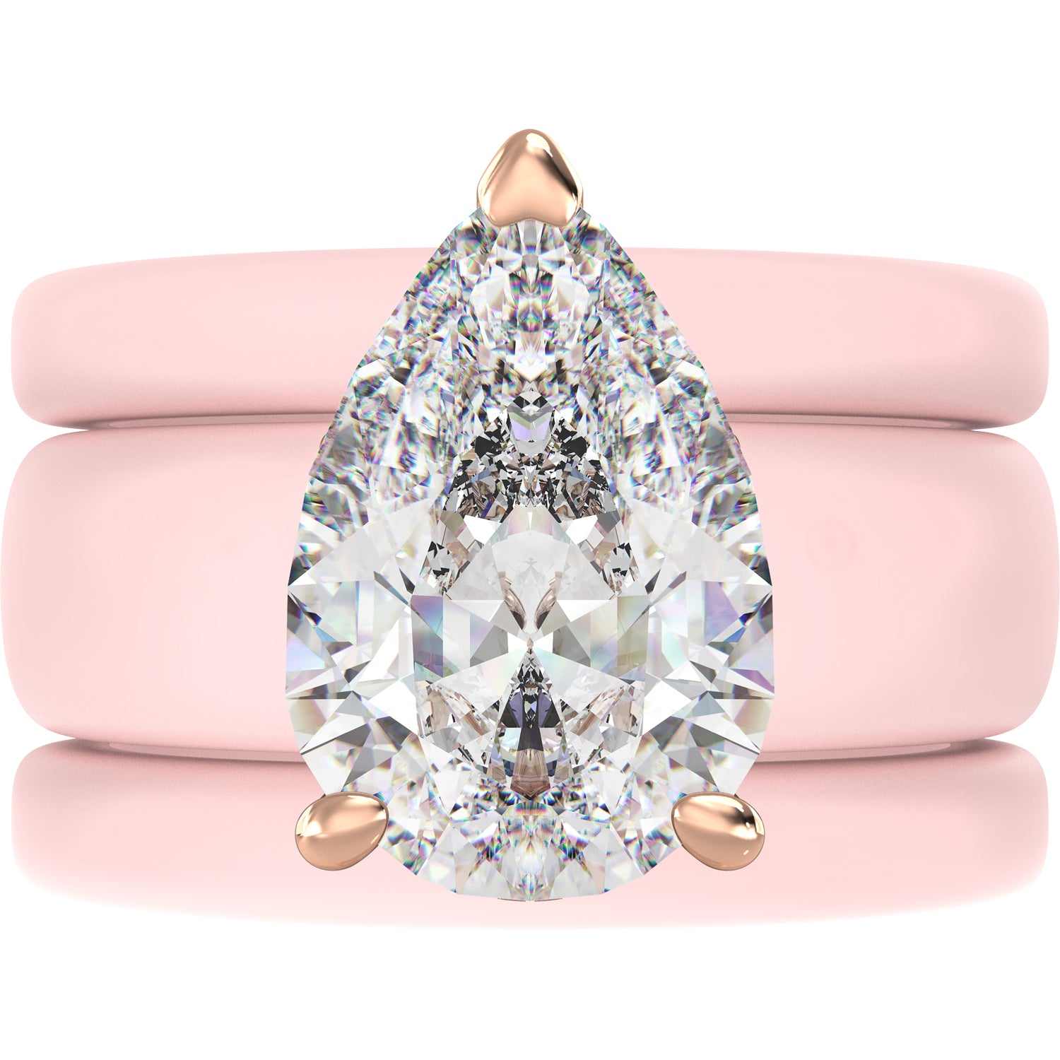 Pear Cut CZ Silicone Ring Set for Women, 2 Thin Stackable Rings, 8×12 mm Pear Cut CZ, Patent-Pending Design - GlowStone Collection