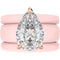 Pear Cut CZ Silicone Ring Set for Women, 2 Thin Stackable Rings, 8×12 mm Pear Cut CZ, Patent-Pending Design - GlowStone Collection