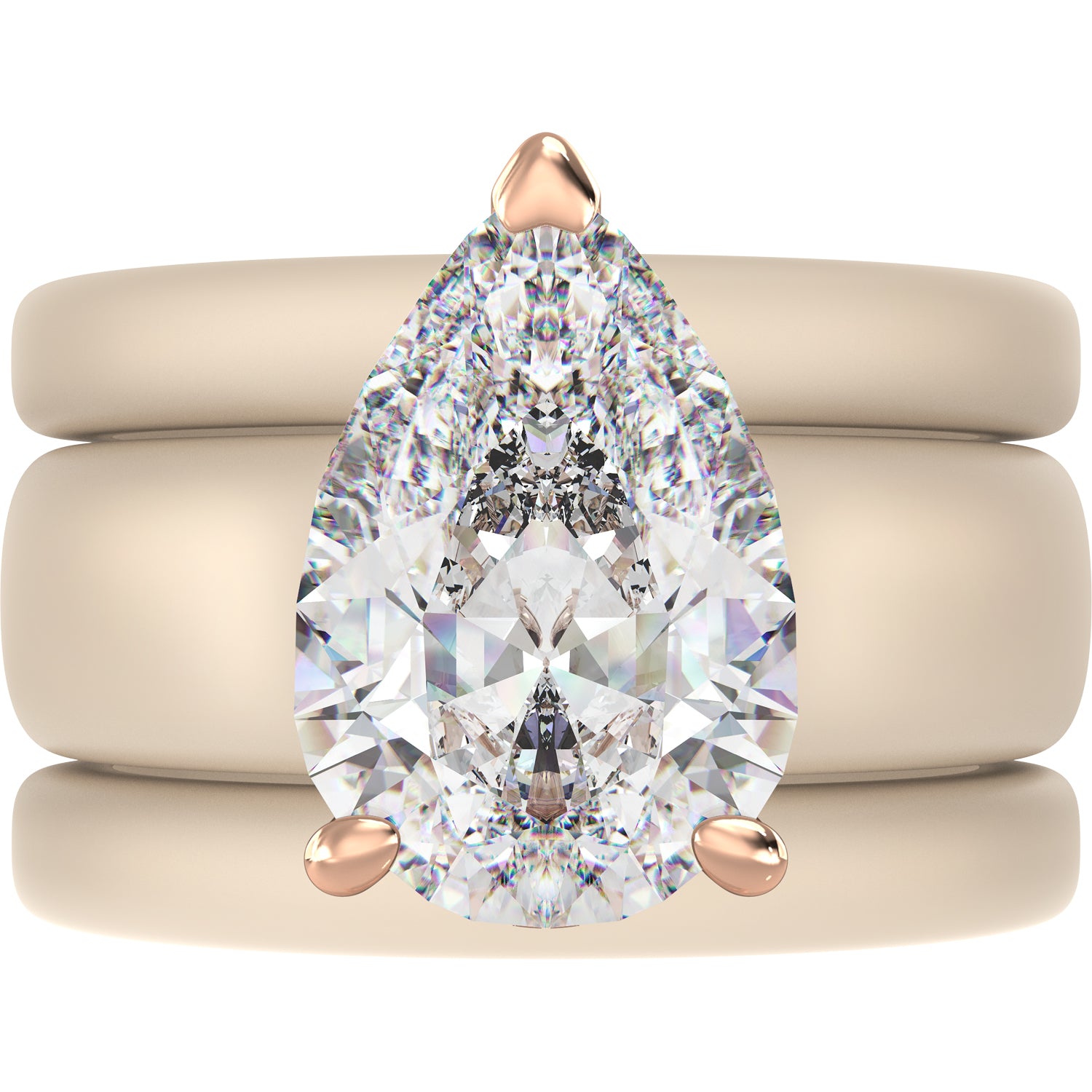 Pear Cut CZ Silicone Ring Set for Women, 2 Thin Stackable Rings, 8×12 mm Pear Cut CZ, Patent-Pending Design - GlowStone Collection