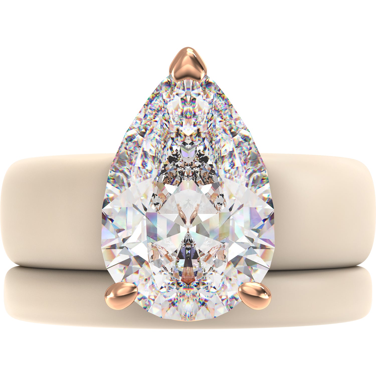 Pear Cut CZ Silicone Ring Set for Women, Stackable 2-Ring Set, 8×12 mm Pear Cut CZ, Patent-Pending Design - GlowStone Collection