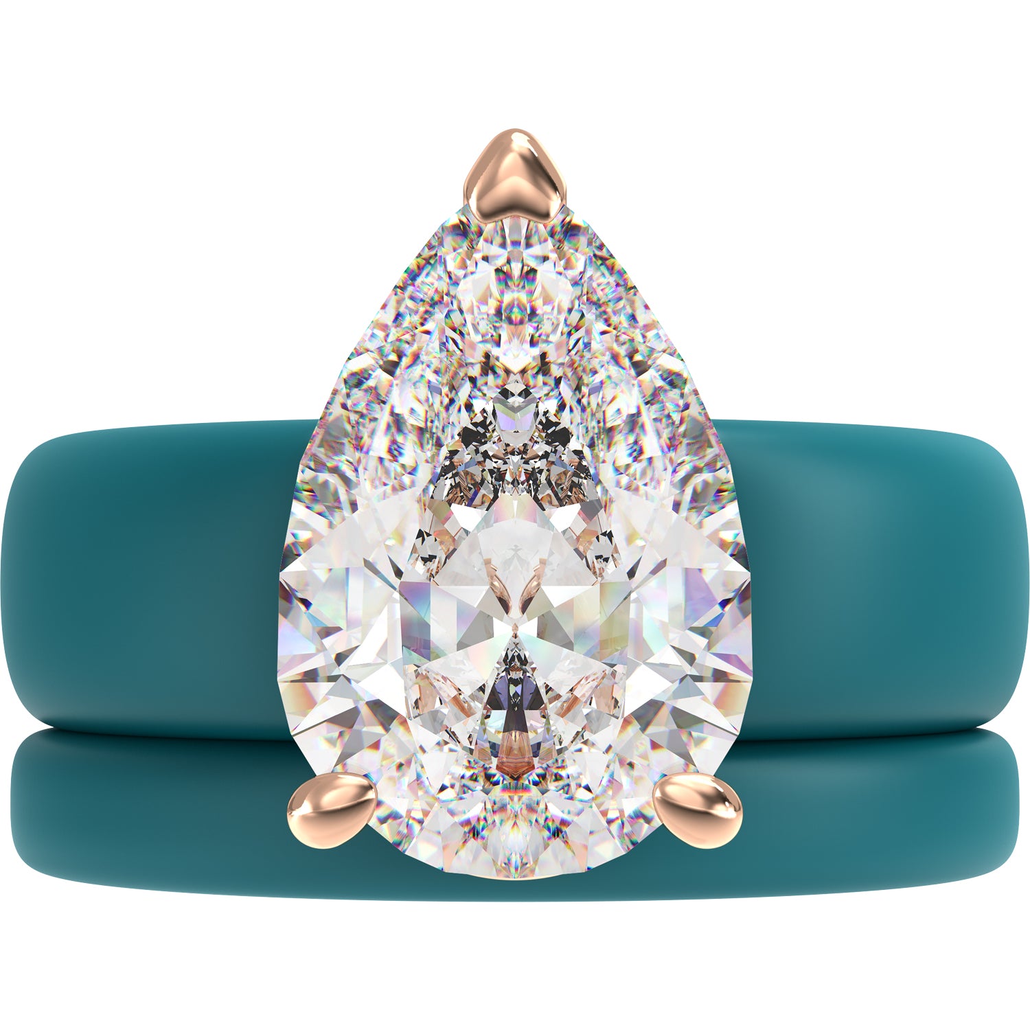 Pear Cut CZ Silicone Ring Set for Women, Stackable 2-Ring Set, 8×12 mm Pear Cut CZ, Patent-Pending Design - GlowStone Collection