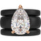 Pear Cut CZ Silicone Ring Set for Women, 2 Thin Stackable Rings, 8×12 mm Pear Cut CZ, Patent-Pending Design - GlowStone Collection