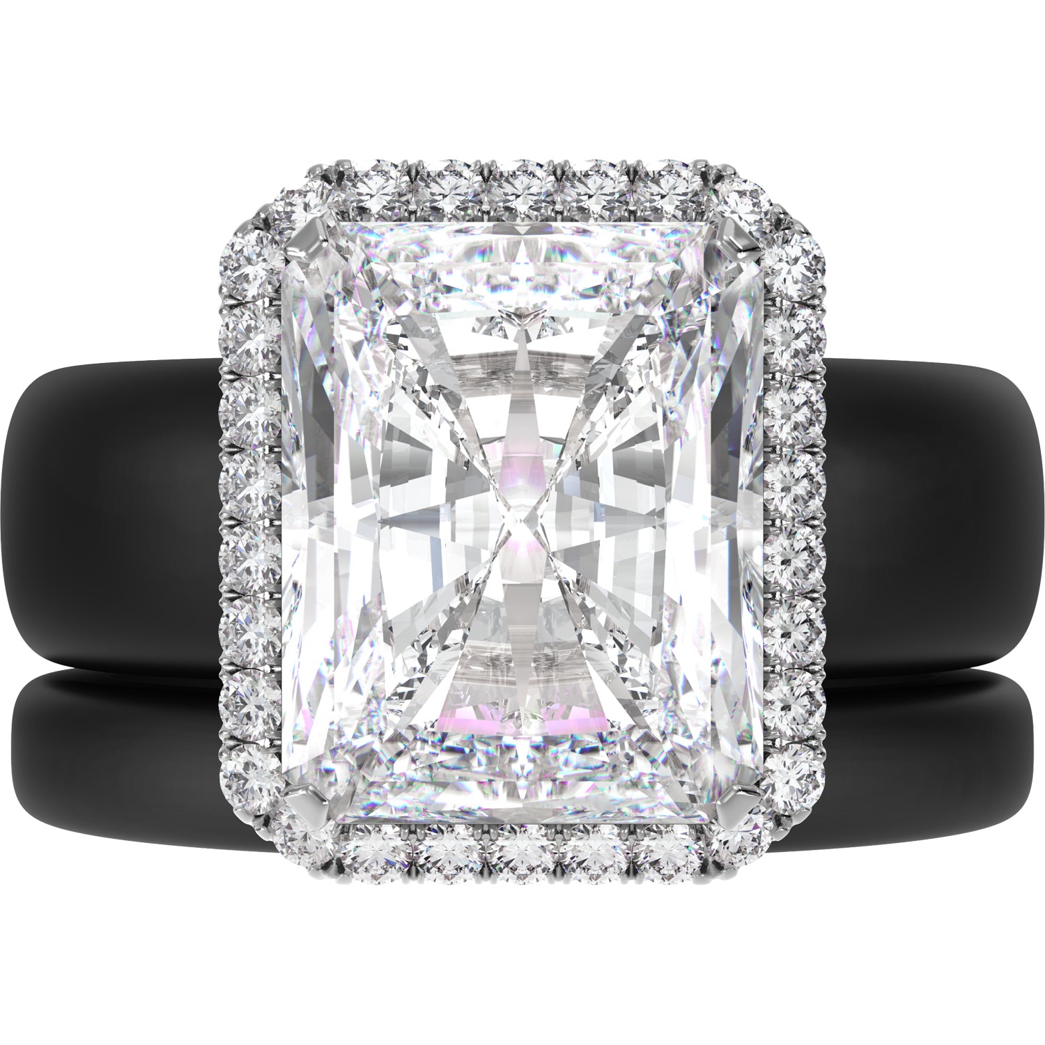 Rinfit Halo Silicone Ring Set for Women, Stackable 2-Ring Set, 10x8 mm CZ Stone + Thin Band - Patented Design