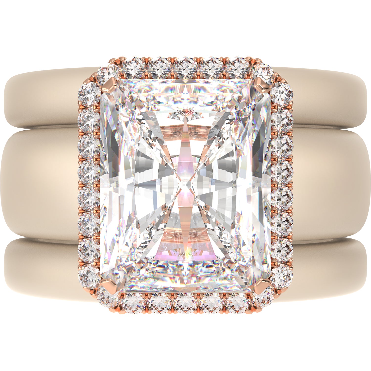Rinfit Halo Silicone Ring Set for Women, Stackable 3 Ring Set, 10×8 mm CZ Stone + 2 Thin Rings | Patented Design