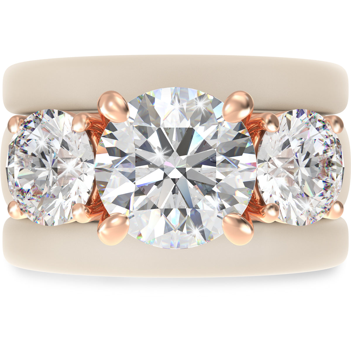 Rinfit Silicone Rings Set for Women, Stackable 3-Ring Set, Three Round CZ Stones + 2 Thin Bands - Patented Design