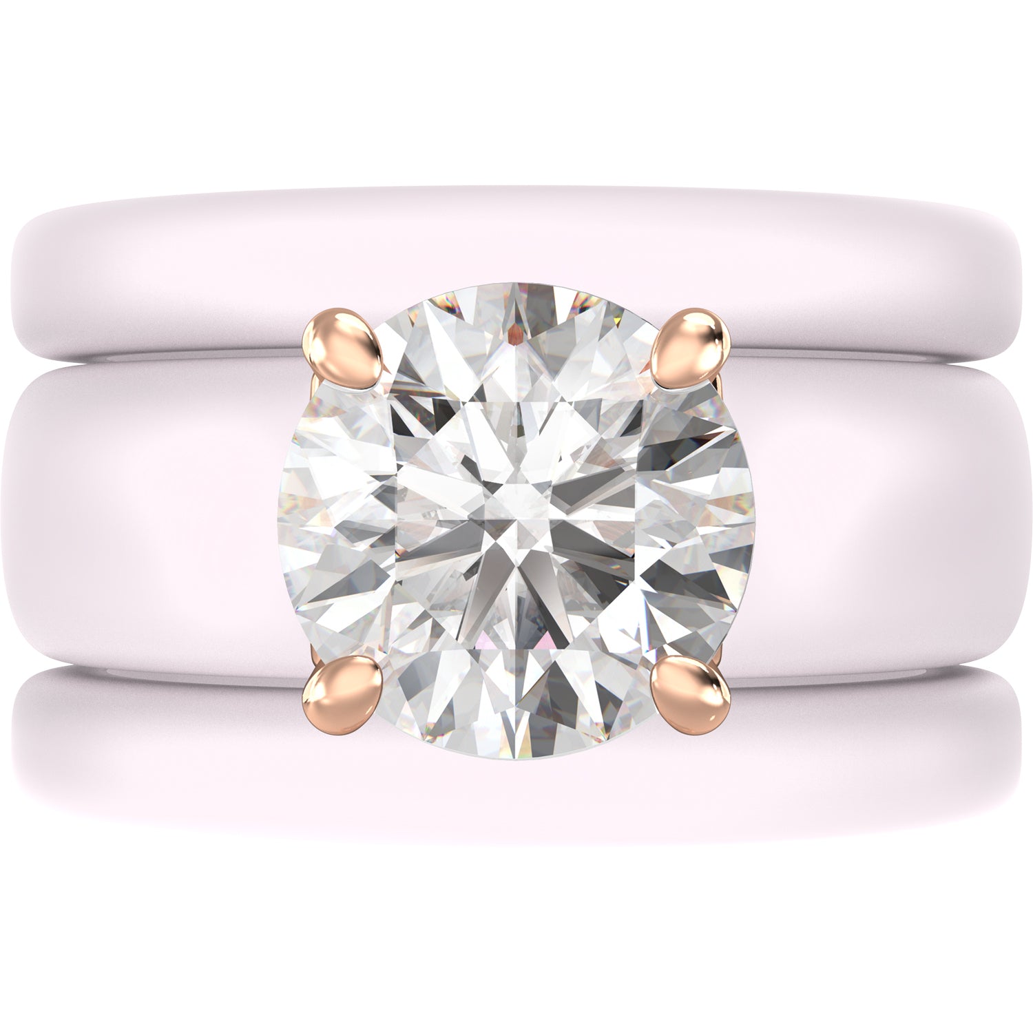 Round Cut Silicone Ring Set for Women, 2 Thin Stackable Rings - 7 mm Round Cut CZ | Patented Design - GlowStone Collection