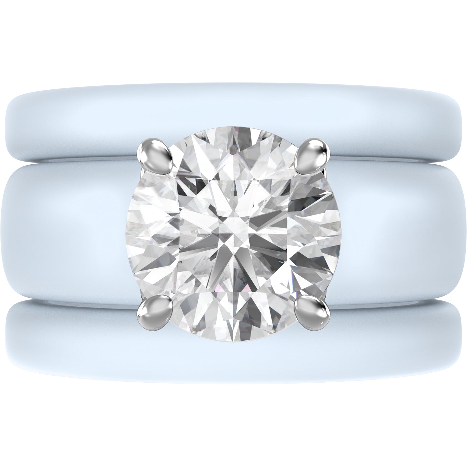 Round Cut Silicone Ring Set for Women, 2 Thin Stackable Rings - 7 mm Round Cut CZ | Patented Design - GlowStone Collection