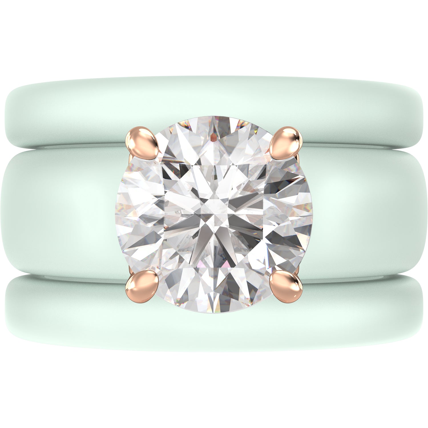 Round Cut Silicone Ring Set for Women, 2 Thin Stackable Rings - 7 mm Round Cut CZ | Patented Design - GlowStone Collection