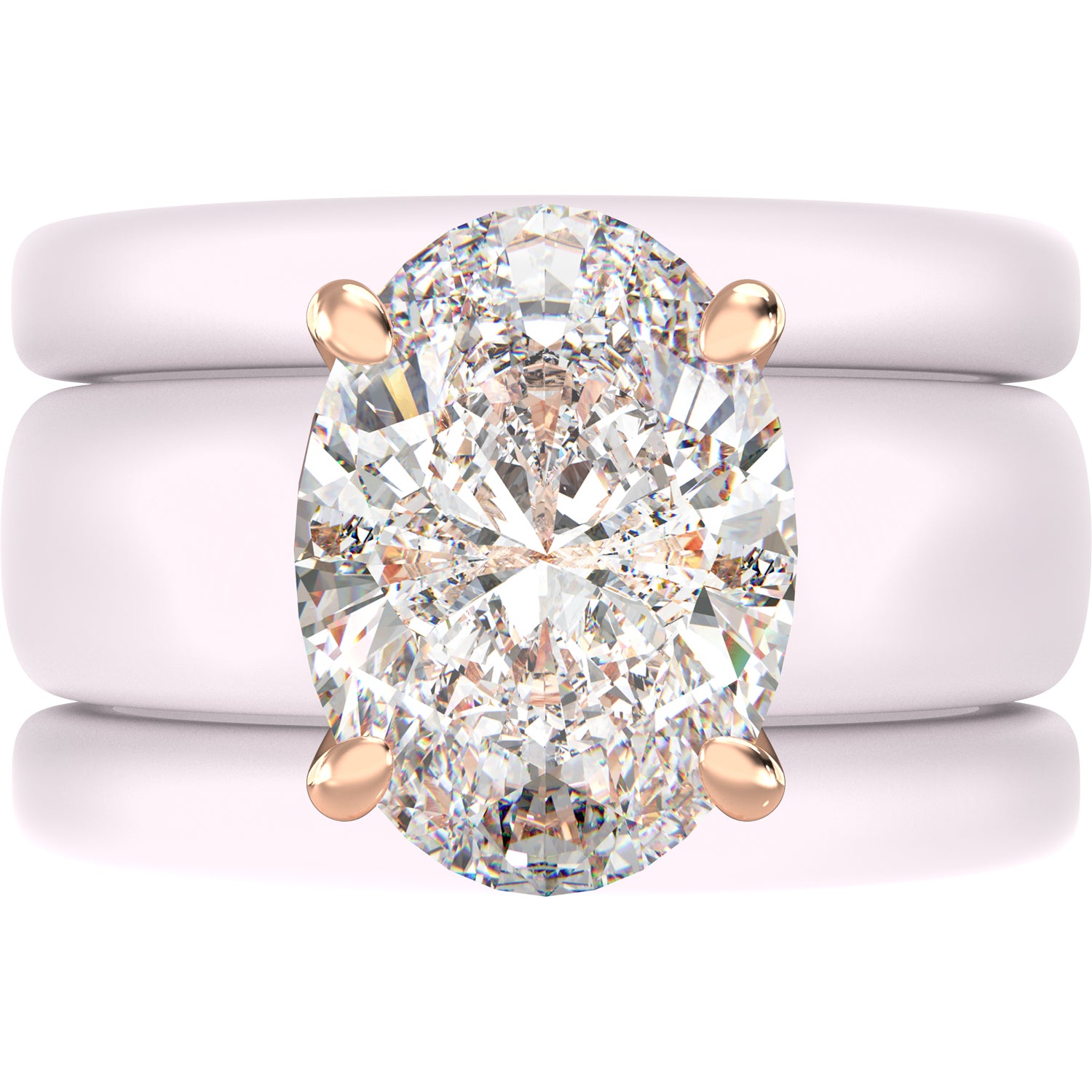 Oval Cut CZ Silicone Ring Set for Women, 2 Thin Stackable Rings – 11×8 mm Oval Cut CZ | Patented Design - GlowStone Collection