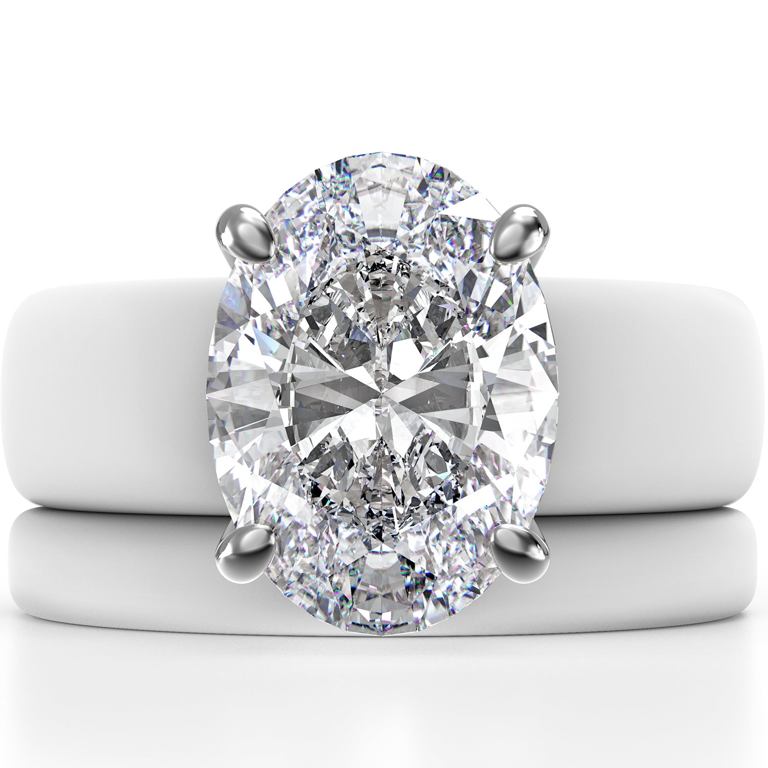 Oval Cut CZ Silicone Ring Set for Women, Stackable 2-Ring Set, 11×8 mm Oval Cut CZ | Patented Design - GlowStone Collection
